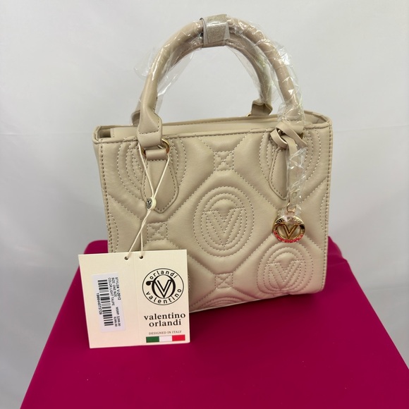 Valentino Orlando Light Taupe Top Handle/Crossbody V Logo Quilted Tote/P… - Picture 5 of 11